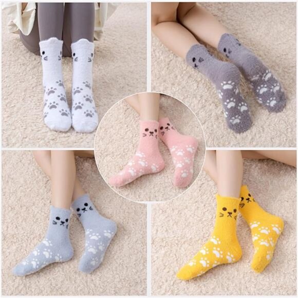 New 5 Pairs Fuzzy Soft Cozy Comfortable Socks for Women, Casual Sleep Comfy Sock - Picture 5 of 6